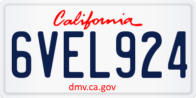 CA license plate 6VEL924