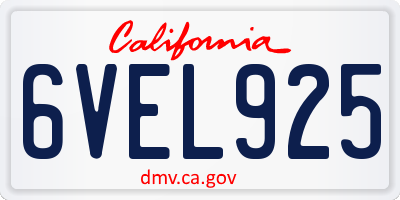 CA license plate 6VEL925