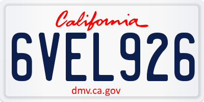 CA license plate 6VEL926