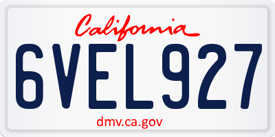 CA license plate 6VEL927