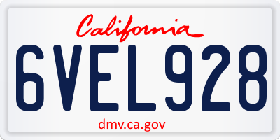 CA license plate 6VEL928