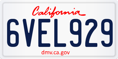 CA license plate 6VEL929