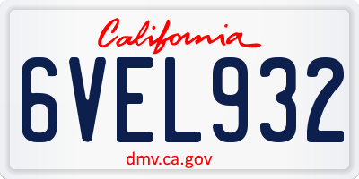CA license plate 6VEL932