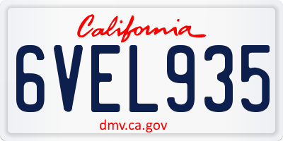 CA license plate 6VEL935