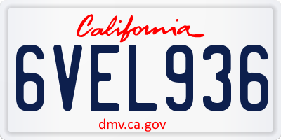 CA license plate 6VEL936