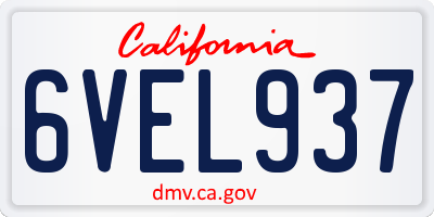 CA license plate 6VEL937