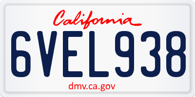 CA license plate 6VEL938