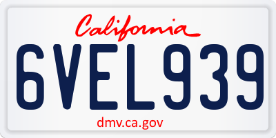 CA license plate 6VEL939