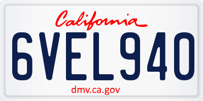 CA license plate 6VEL940