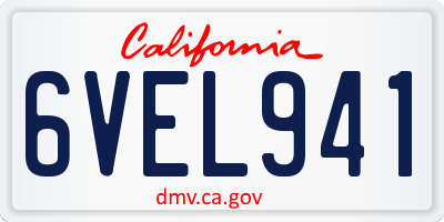 CA license plate 6VEL941