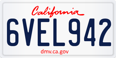 CA license plate 6VEL942