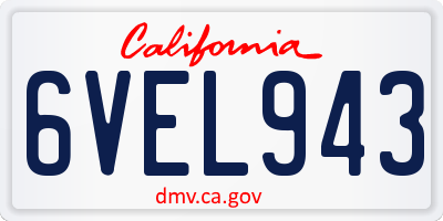 CA license plate 6VEL943
