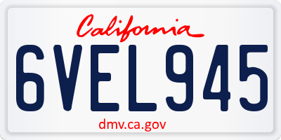 CA license plate 6VEL945