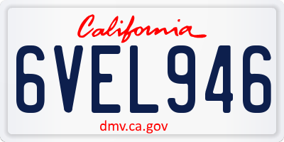 CA license plate 6VEL946