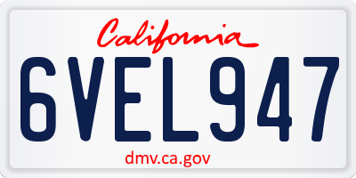 CA license plate 6VEL947