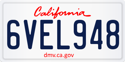 CA license plate 6VEL948