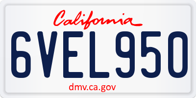 CA license plate 6VEL950