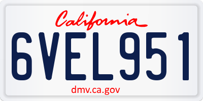 CA license plate 6VEL951