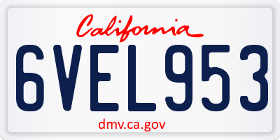 CA license plate 6VEL953