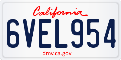 CA license plate 6VEL954