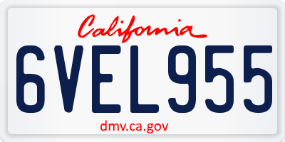 CA license plate 6VEL955
