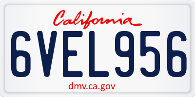CA license plate 6VEL956