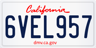 CA license plate 6VEL957