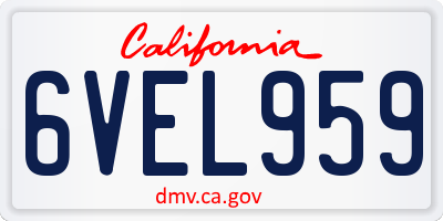 CA license plate 6VEL959