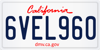 CA license plate 6VEL960