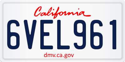 CA license plate 6VEL961