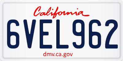 CA license plate 6VEL962
