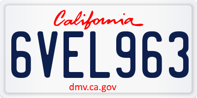 CA license plate 6VEL963