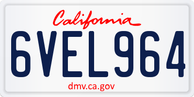 CA license plate 6VEL964