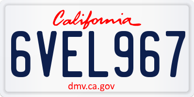 CA license plate 6VEL967