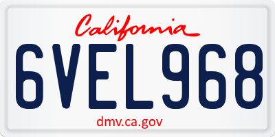CA license plate 6VEL968