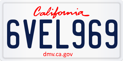 CA license plate 6VEL969