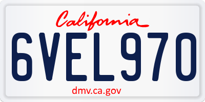 CA license plate 6VEL970