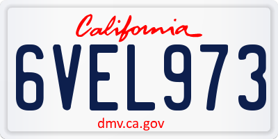 CA license plate 6VEL973