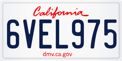 CA license plate 6VEL975