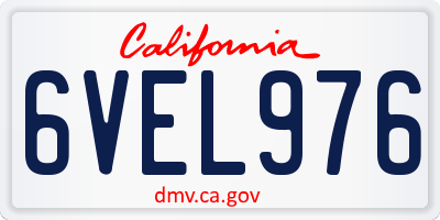 CA license plate 6VEL976
