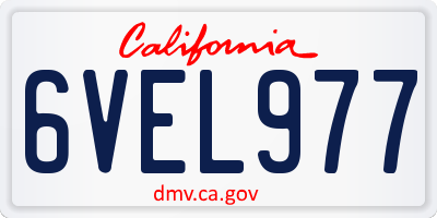 CA license plate 6VEL977