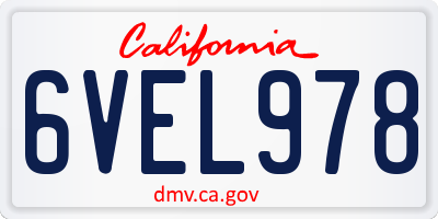 CA license plate 6VEL978
