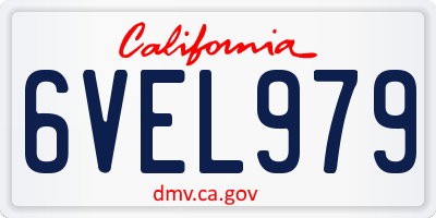 CA license plate 6VEL979