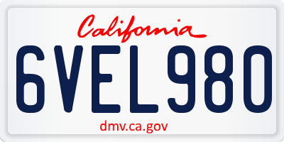 CA license plate 6VEL980
