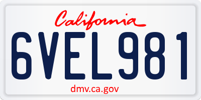 CA license plate 6VEL981