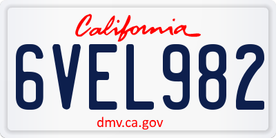 CA license plate 6VEL982