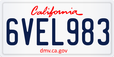 CA license plate 6VEL983
