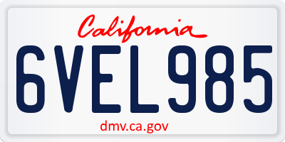 CA license plate 6VEL985