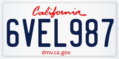 CA license plate 6VEL987