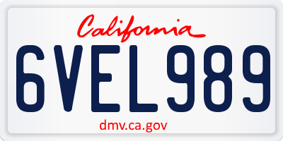 CA license plate 6VEL989